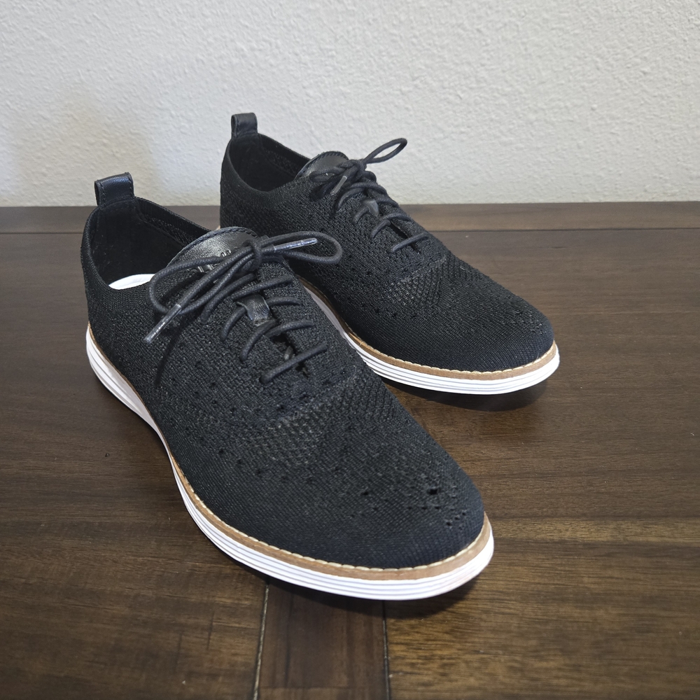 Cole Haan Womens Black Knit Oxford Shoes